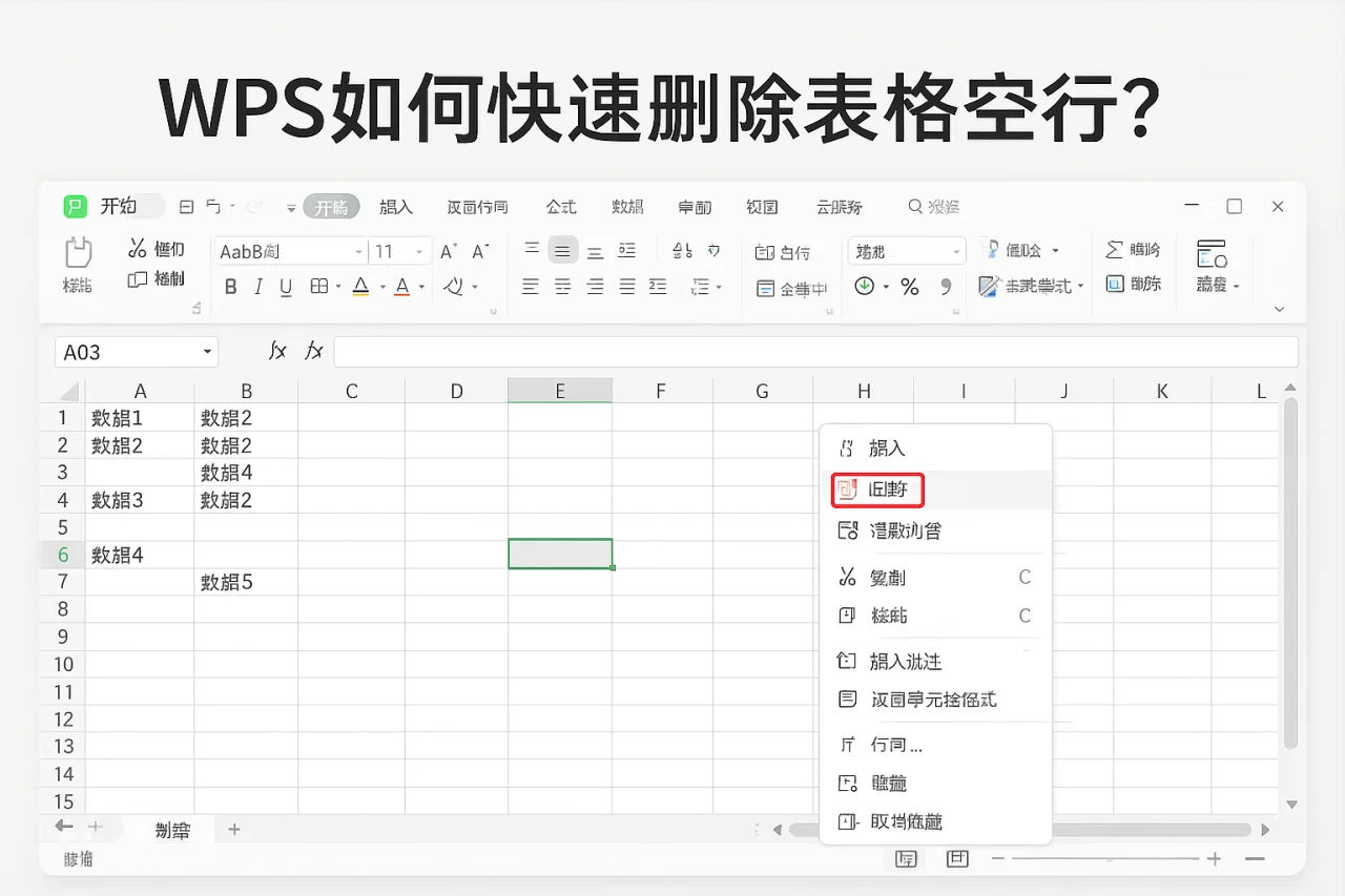 WPS如何快速删除表格空行？