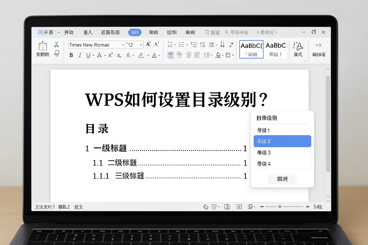 WPS如何设置目录级别?