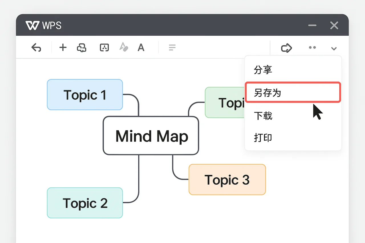 WPS如何将思维导图另存为/导出?