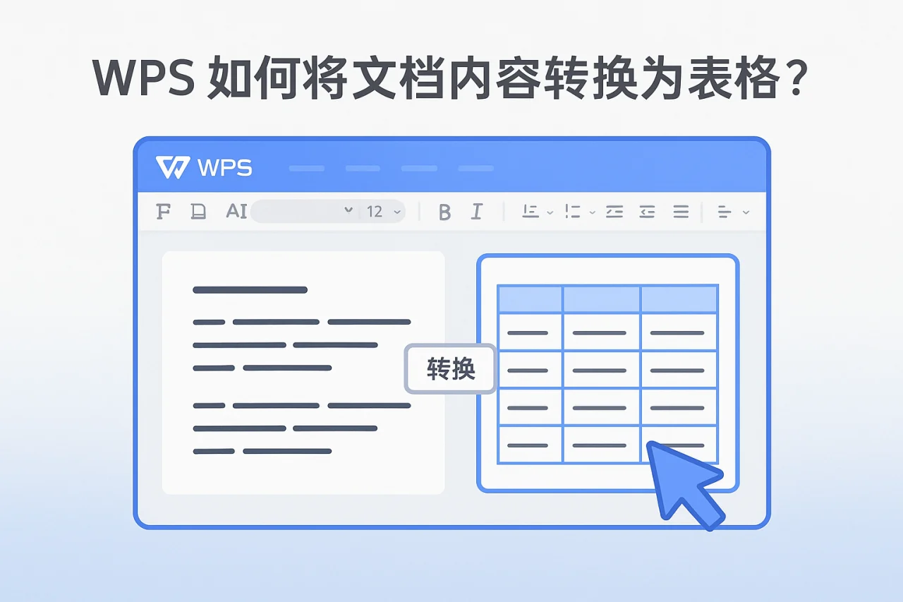 WPS如何将文档内容转换为表格?