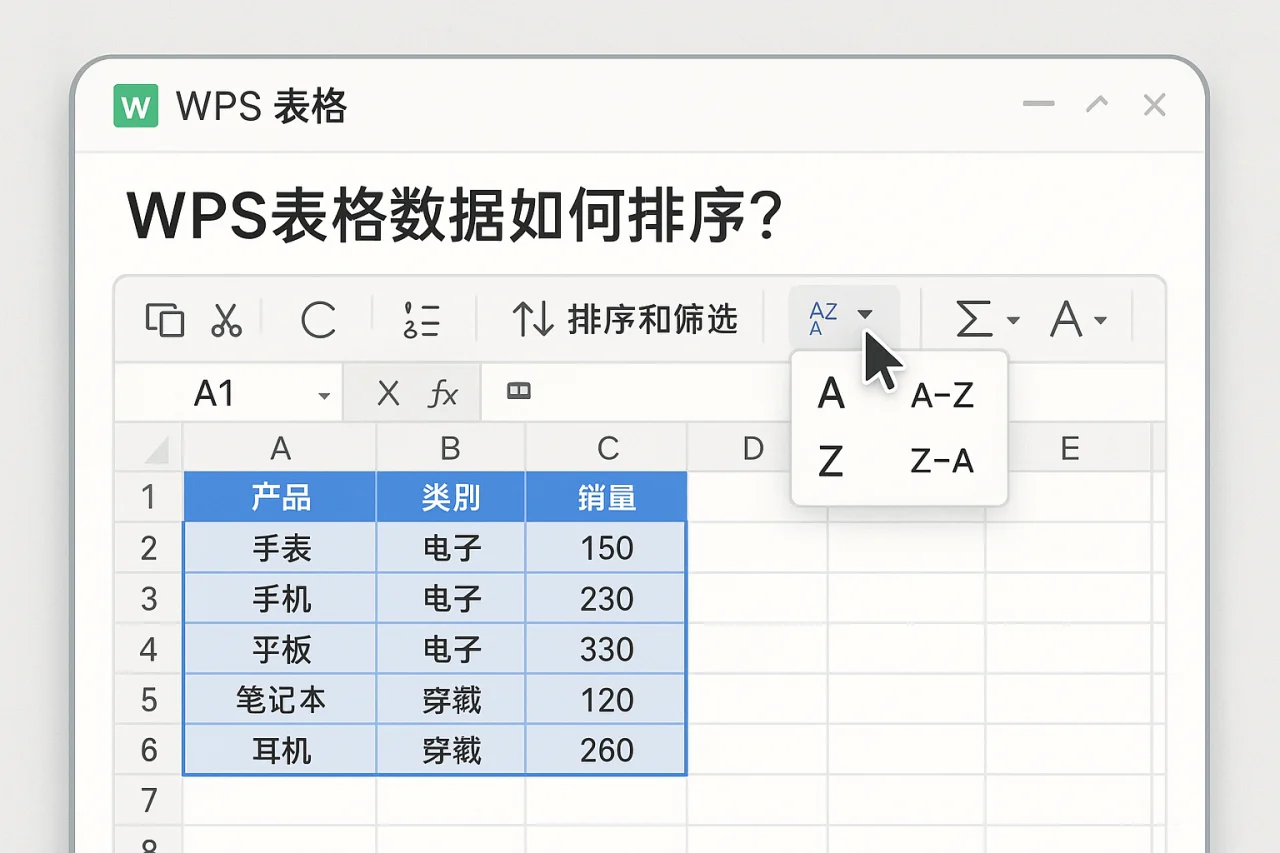 WPS表格数据如何排序？