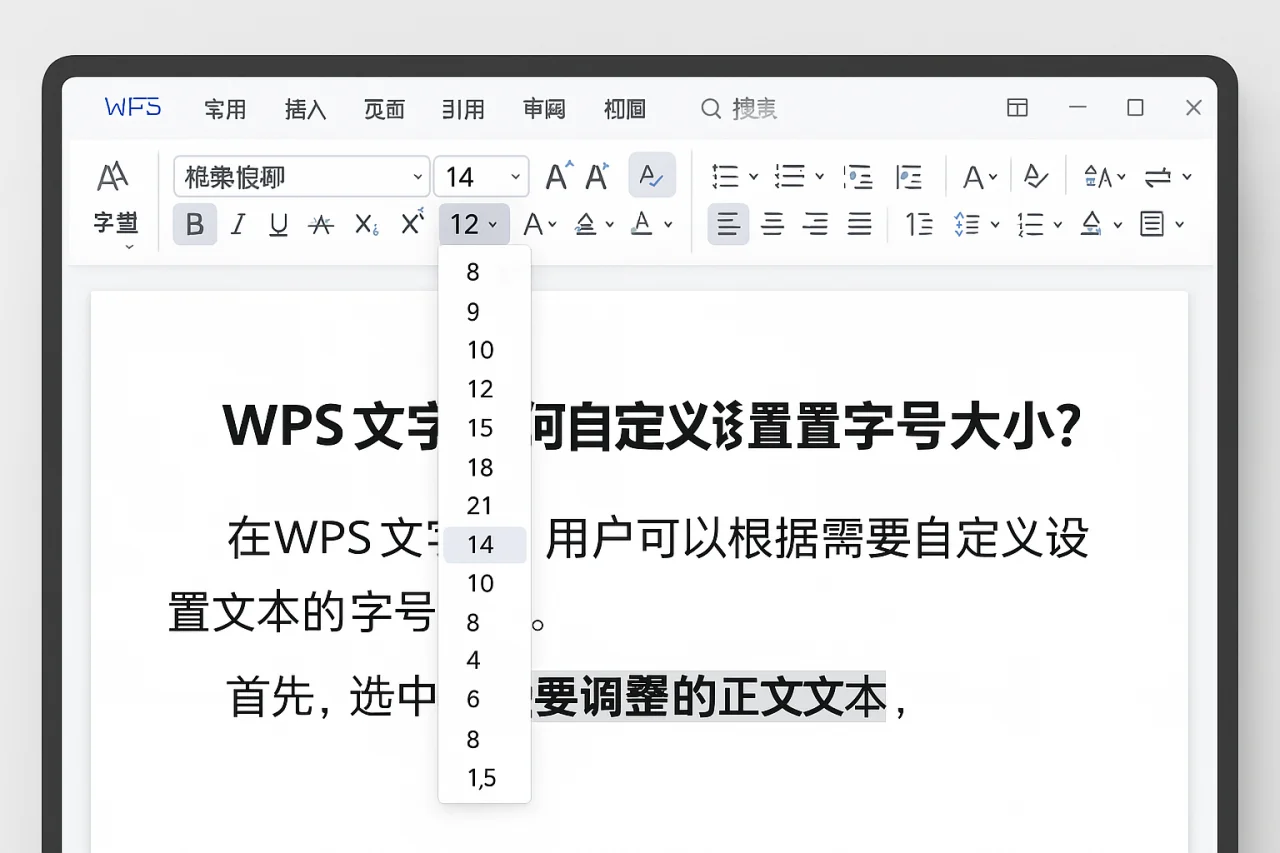 WPS文字如何自定义设置字号大小?