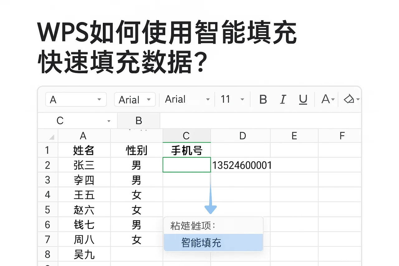 WPS如何使用智能填充快速填充数据？
