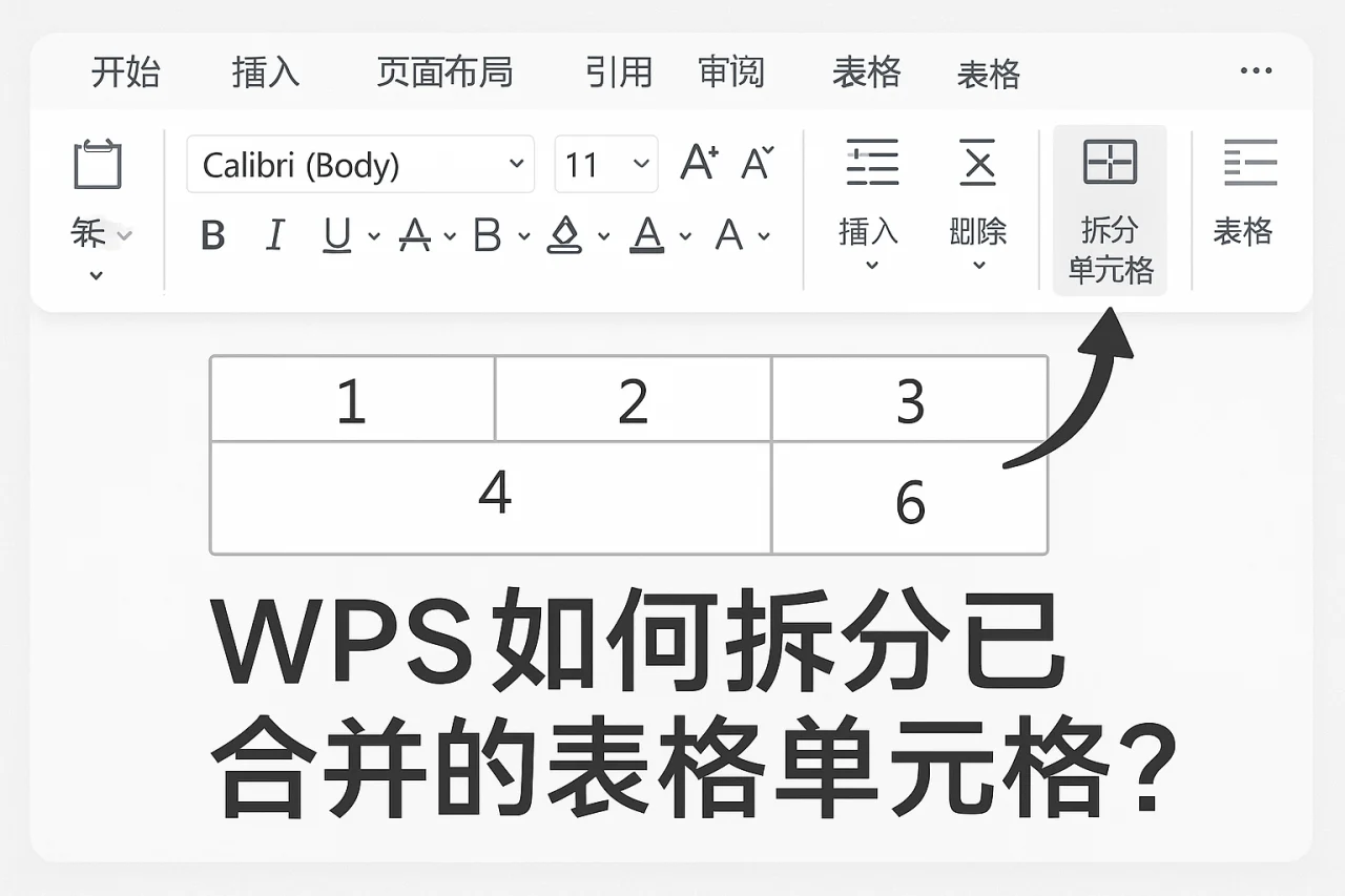 WPS如何拆分已合并的表格单元格？