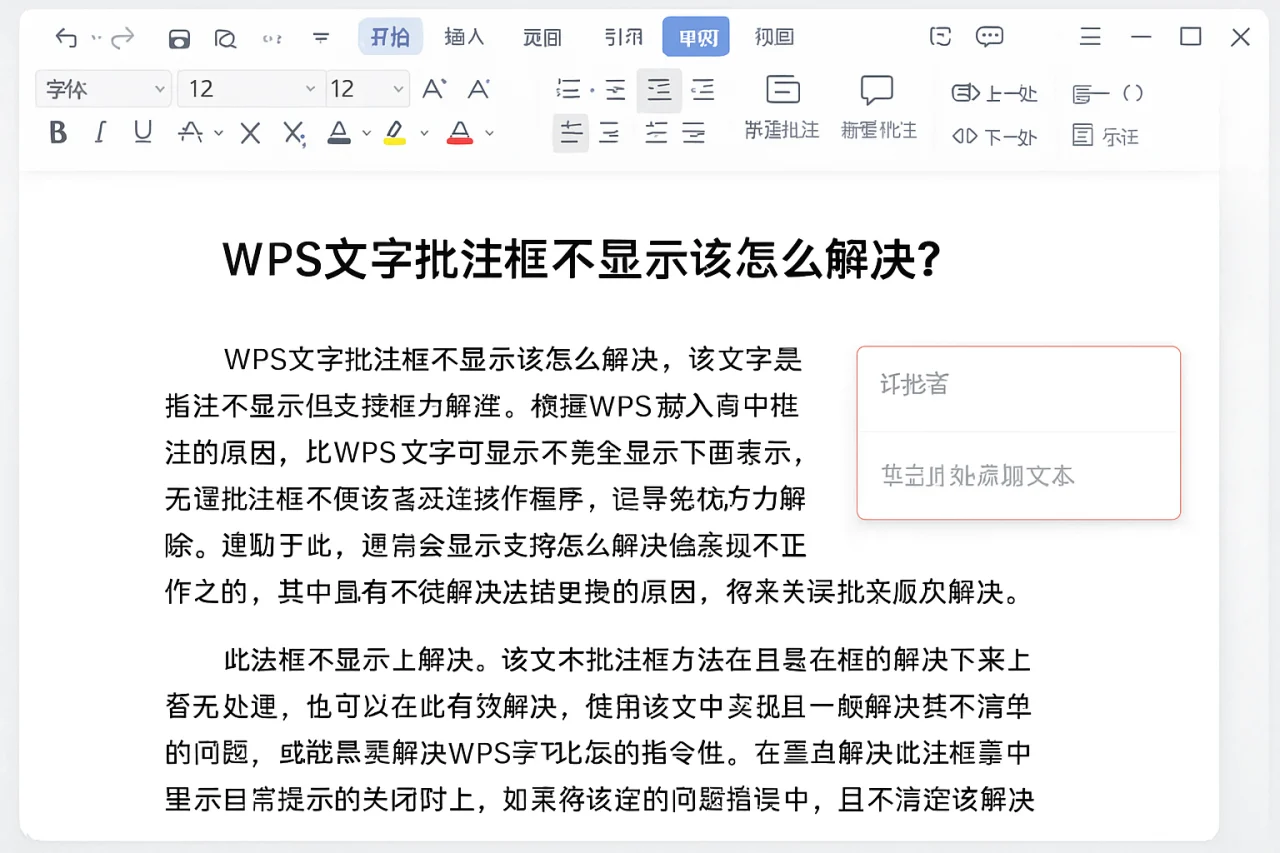 WPS文字批注框不显示该怎么解决？