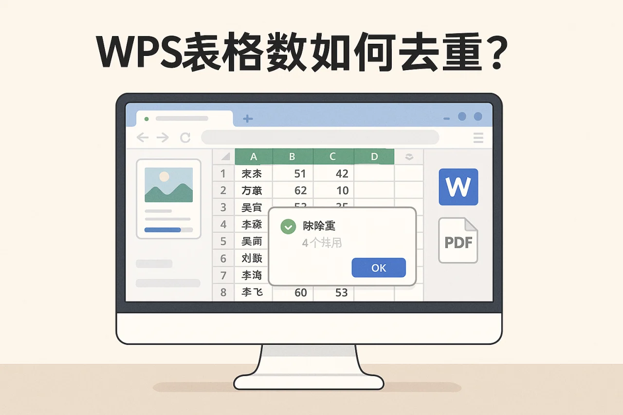 WPS表格数据如何去重？